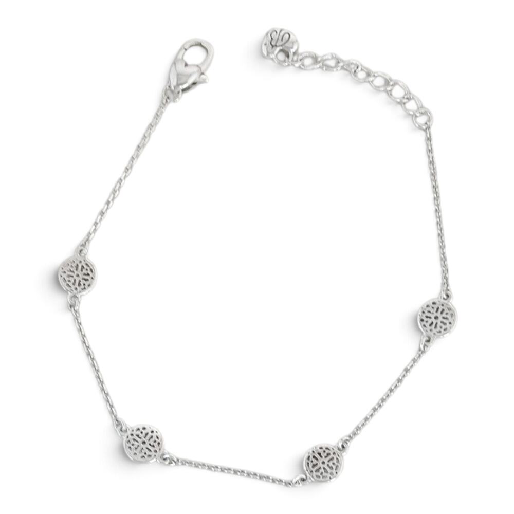 Brighton Ferrara Petite Bracelet JF5910 Silver Plated Scroll Station Design